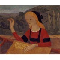 Embroiderer in a Landscape of Chateauneuf