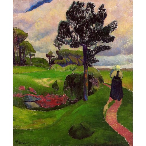 Mother and Child on a Breton Landscape