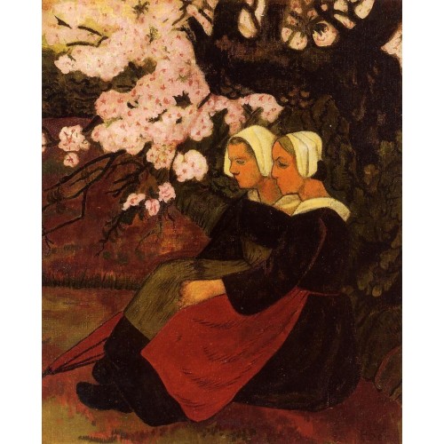 Two Breton Women under a Flowering Apple Tree