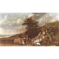 Landscape with Shepherdess and Shepherd Playing Flute