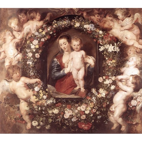 Madonna in Floral Wreath
