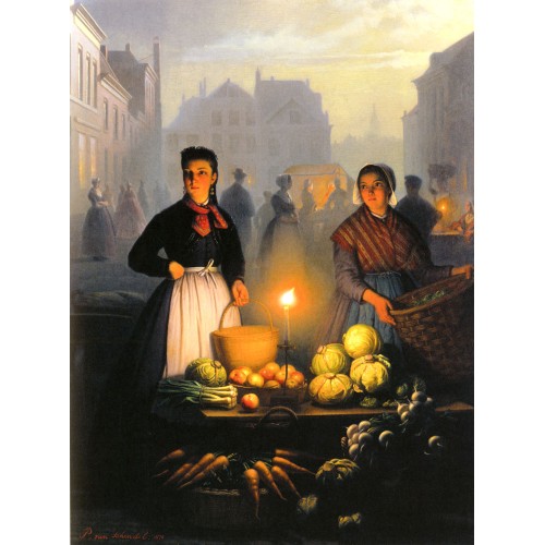 A Market Stall by Moonlight