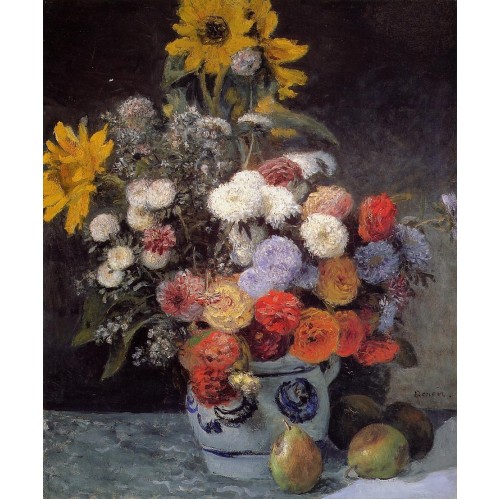 Mixed Flowers in an Earthenware Pot