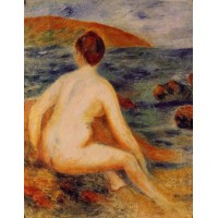 Nude Bather Seated by the Sea