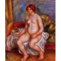 Nude Woman on Green Cushions