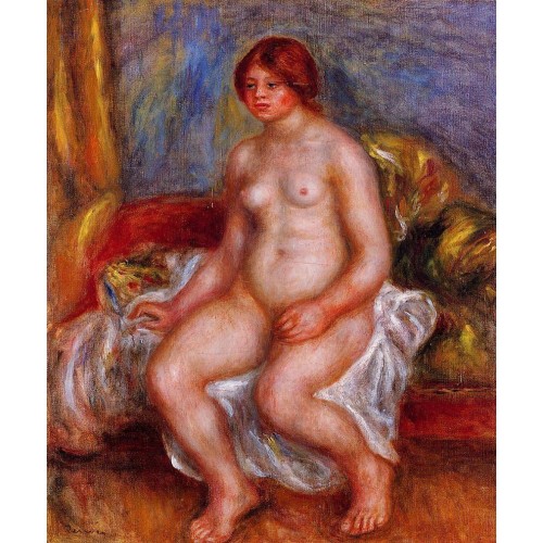 Nude Woman on Green Cushions