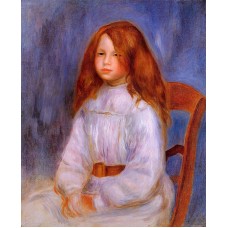 Seated Girl with Blue Background