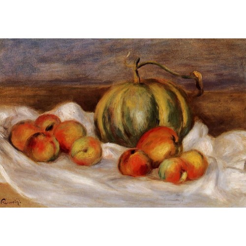 Still Life with Cantalope and Peaches