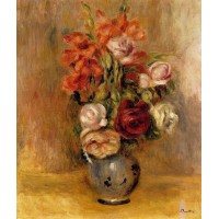 Vase of Gladiolas and Roses