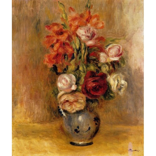 Vase of Gladiolas and Roses