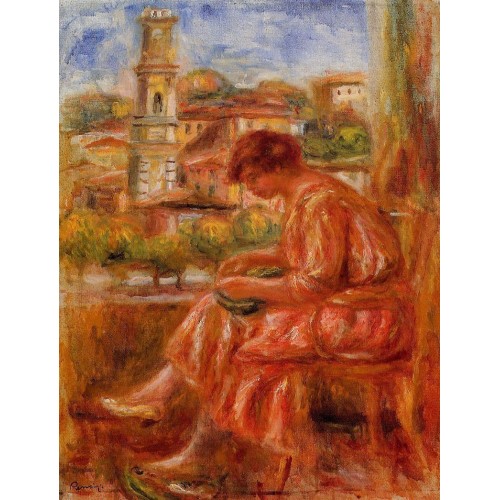 Woman at the Window with a View of Nice