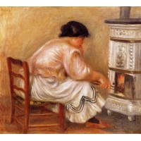 Woman Stoking a Stove