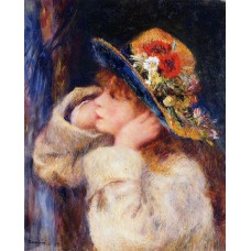 Young Girl in a Hat Decorated with Wildflowers