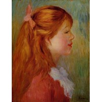 Young Girl with Long Hair in Profile