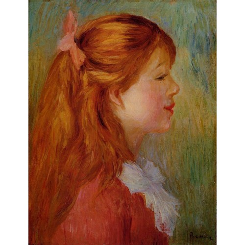 Young Girl with Long Hair in Profile