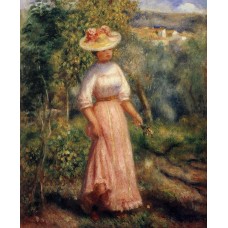 Young Woman in Red in the Fields