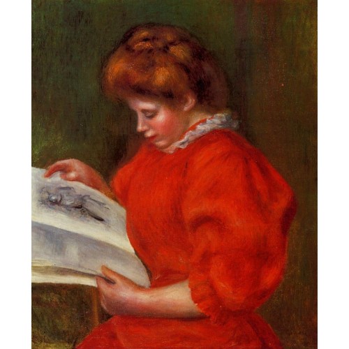 Young Woman Looking at a Print