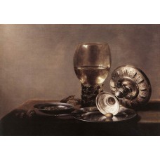 Still life with Wine Glass and Silver Bowl