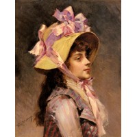 Portrait Of A Lady In Pink Ribbons