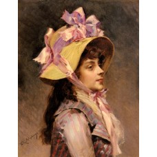 Portrait Of A Lady In Pink Ribbons