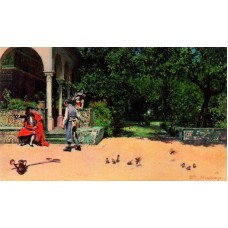 Raimundo Madrazo Escena de casacon en los jardines del Alcazar de Sevilla