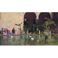 Raimundo Madrazo Estanque en los jardines del Real Alcazar de Sevilla