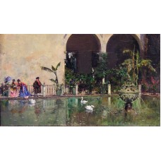 Raimundo Madrazo Estanque en los jardines del Real Alcazar de Sevilla