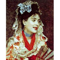 Raimundo Madrazo Retrato de dama con abanico