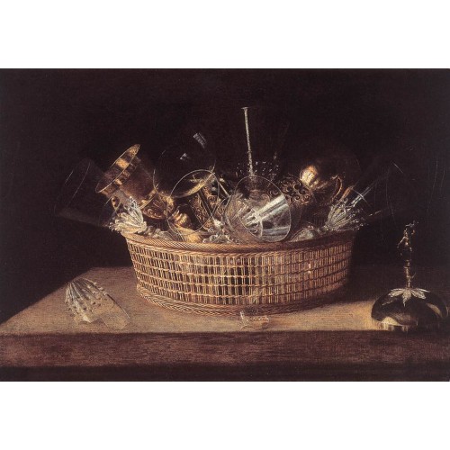 Still Life of Glasses in a Basket