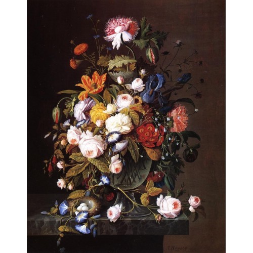 Floral Still Life with Bird's Nest