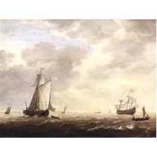 A Dutch Man of war and Various Vessels in a Breeze