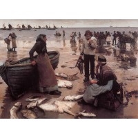 A Fish Sale on a Cornish Beach