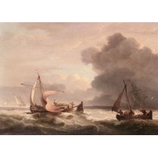 Dutch Barges In Open Seas