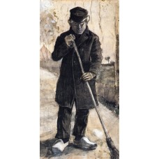 A man with a broom