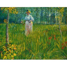 A woman walking in garden