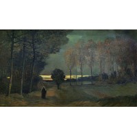 Autumn landscape at dusk