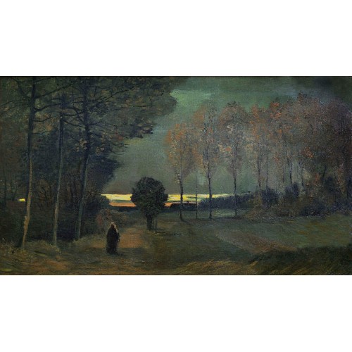 Autumn landscape at dusk