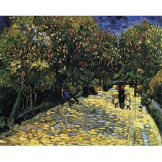 Avenue with flowering chestnut trees at arles