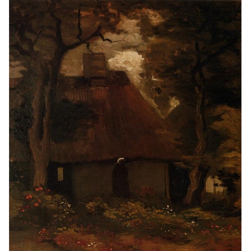 Cottage and Peasant Woman under the Trees