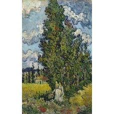 Cypresses and two women