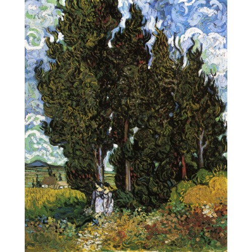 Cypresses with two women