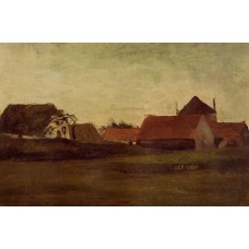 Farmhouses in Loosduinen near the Hague at Twilight