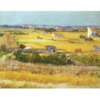 Harvest at La Crau with Montmaiour in the Background