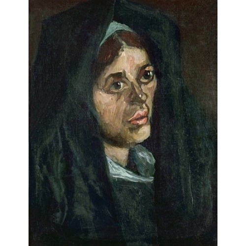 Head of a peasant woman in a green shawl