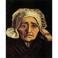 Head of an old peasant woman with white cap 2
