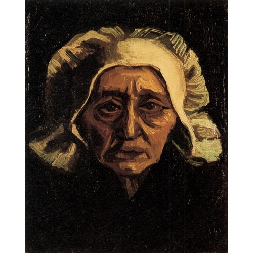 Head of an old peasant woman with white cap