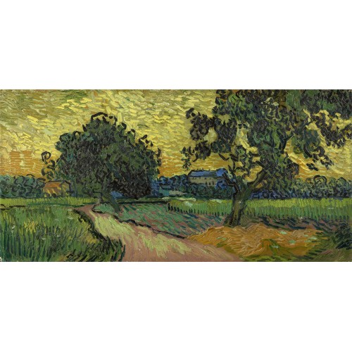 Landscape with the chateau of auvers at sunset