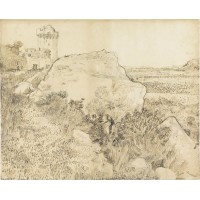 Landschap bij de abdij van montmajour te arles