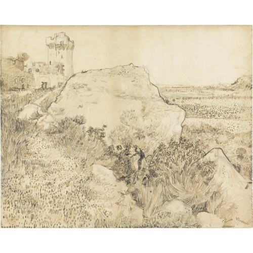 Landschap bij de abdij van montmajour te arles