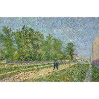 Man with spade in a suburb of paris